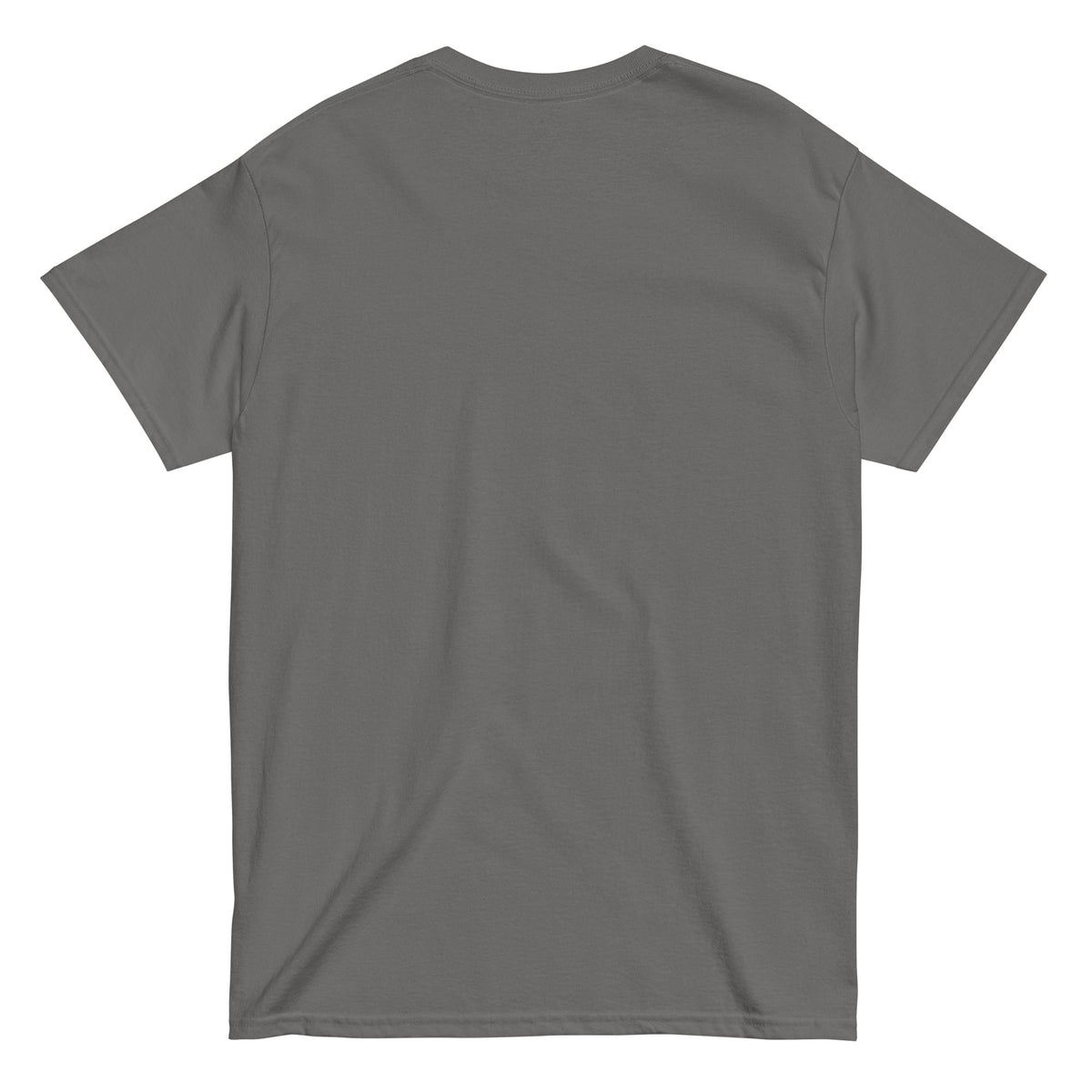 Back view of grey Sasquatch Ate My Homework Bigfoot T-shirt, funny folklore and paranormal humor gift design
