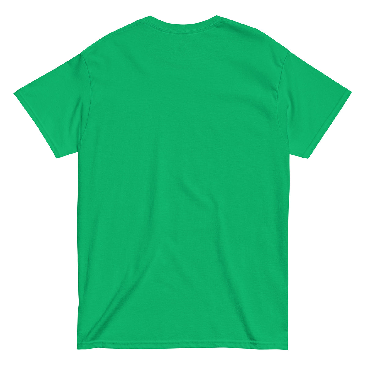 Bigfoot Sasquatch t shirt back view, plain Irish green with no print