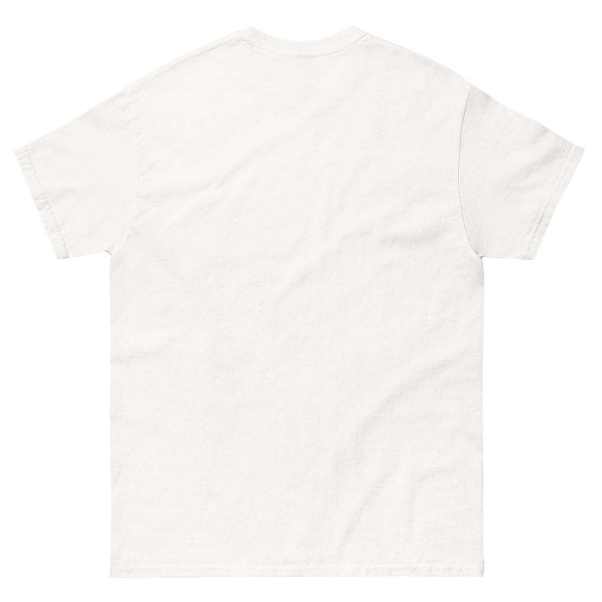Back view of white Catzilla t shirt, Kaiju cartoon style, Unisex