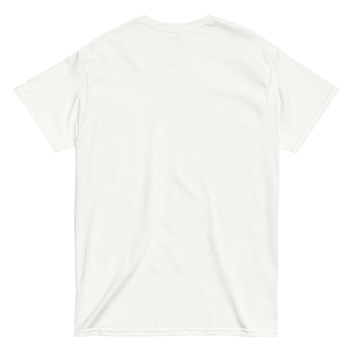 White Bigfoot graphic T-shirt back view with blank rear apparel design