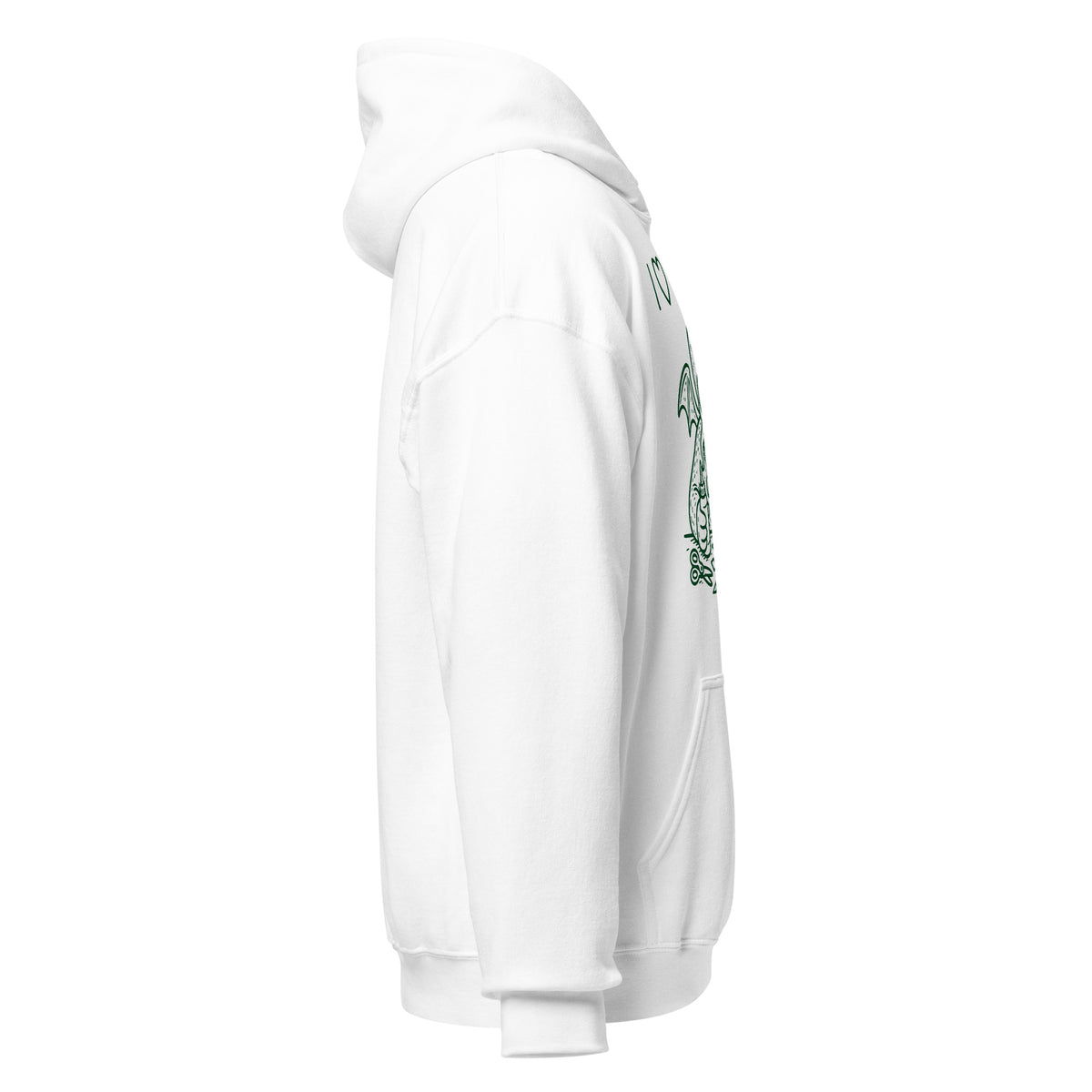 I love crafts hoodie right side view, minimal white side with no artwork