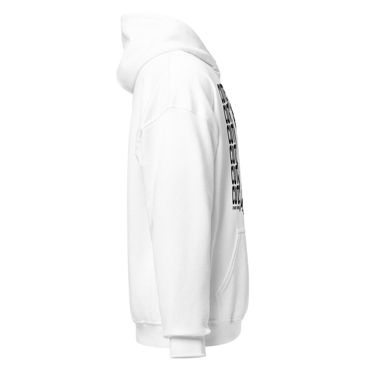 Right side view of cute creepy ghost hoodie with supernatural inspired design
