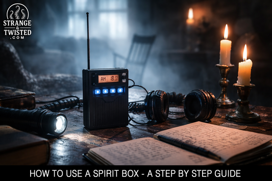 Spirit box used for ghost communication during a paranormal investigation. How to use a spirit box guide by Strange & Twisted