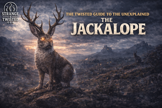 The Jackalope cryptid from American folklore standing in a desert landscape, horned rabbit creature featured in The Twisted Guide to the Unexplained