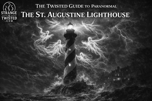 St Augustine Lighthouse haunting with ghostly apparitions circling the tower above stormy sea, The Twisted Guide To The Paranormal blog hero image