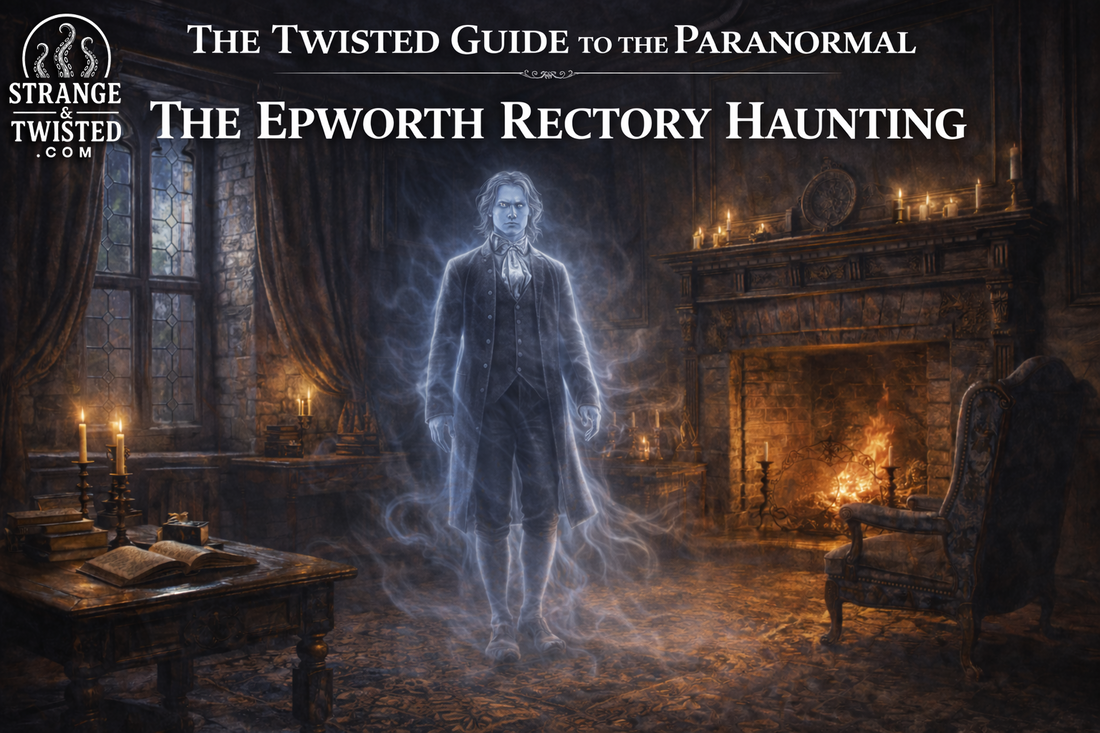Epworth Rectory haunting ghost apparition in 1700s candlelit room, The Twisted Guide To The Paranormal blog hero image