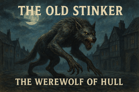 Illustration of Old Stinker, the Werewolf of Hull, prowling the dark streets of Yorkshire under a full moon