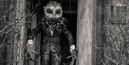 The Owlman of Mawnan image in black and white