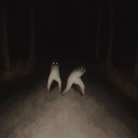 Fresno Nightcrawlers cryptid illustration, long-legged paranormal creature from California folklore, Strange and Twisted Apparel