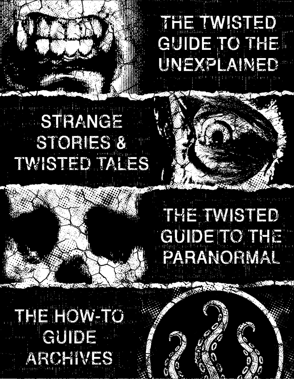 Gothic Paranormal and cryptid hero image for Strange & Twisted brand featuring their twisted guide to the paranormal and the unexplained, strange stories and twisted tales and how to guides.
