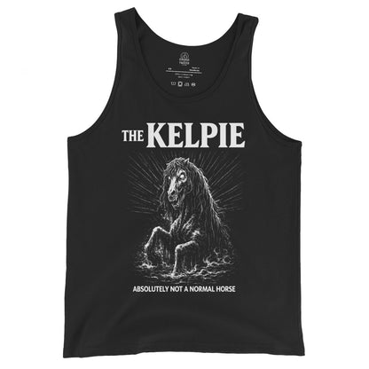 Kelpie mythological water spirit illustration tank top on black with dark folklore artwork
