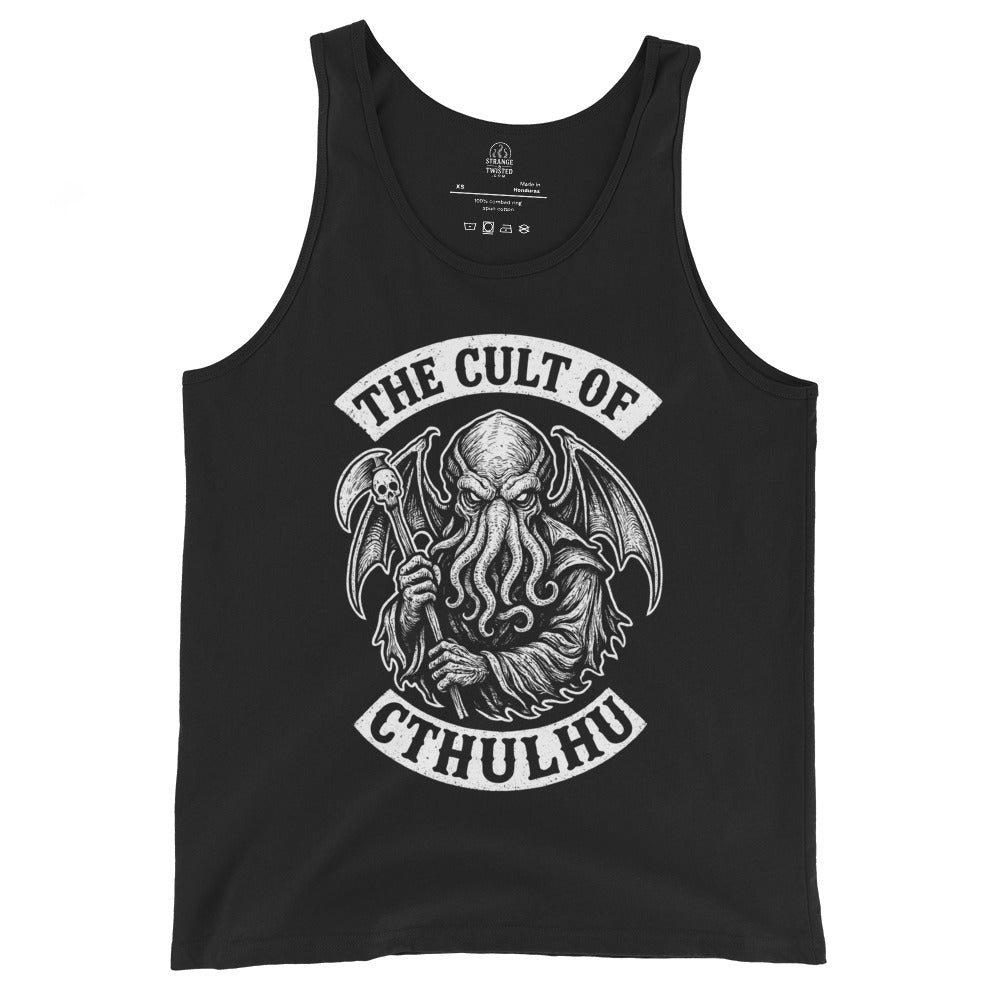 Black tank top featuring Cult of Cthulhu eldritch horror artwork
