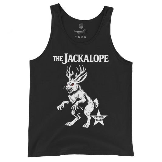 Jackalope cryptid folklore illustration on black tank top