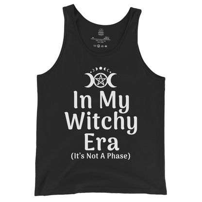 in my witchy era tank top triple moon pentagram design gothic witch aesthetic occult clothing bold text