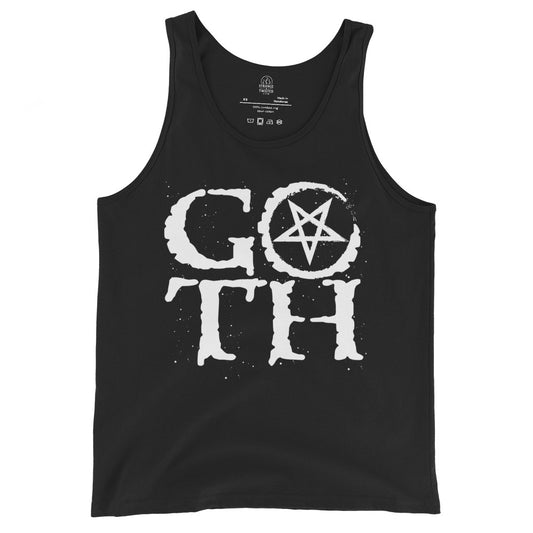 goth gothic occult tank top pentacle symbol blackletter typography dark aesthetic clothing black garment