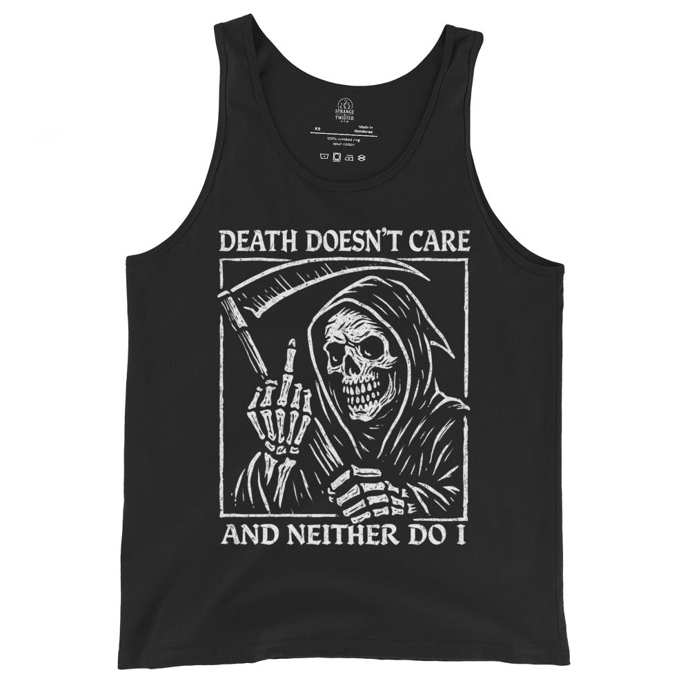 grim reaper tank top death doesnt care gothic skeleton design dark alternative clothing black