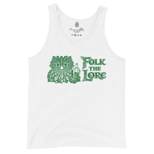 folk the lore green man tank top folklore pagan nature spirit design detailed woodland face white clothing