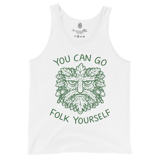 Funny Green Man Folklore Tank top, White, Unisex, Front View