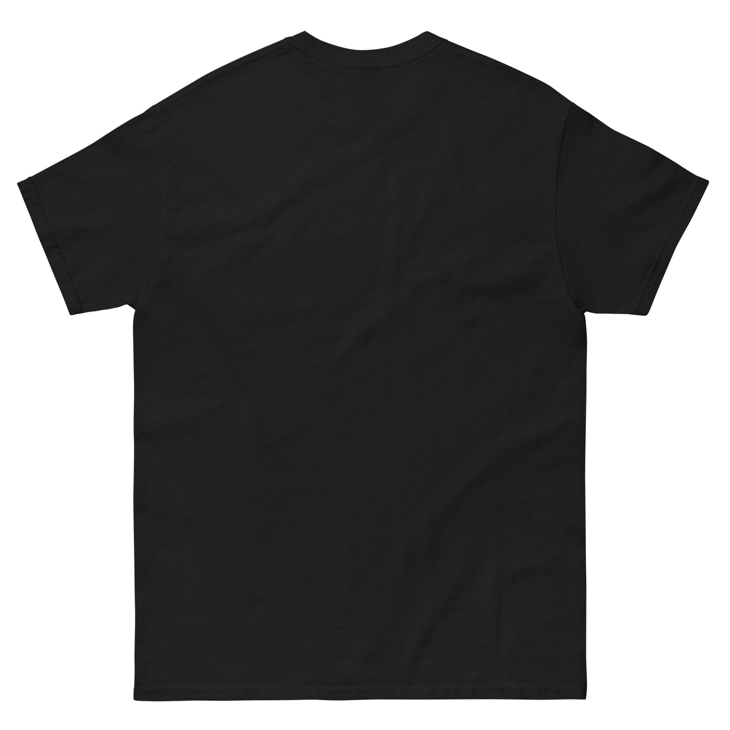 Back view of unisex vintage occult parody T-shirt, Let’s Contact The Dead design by Strange & Twisted Apparel