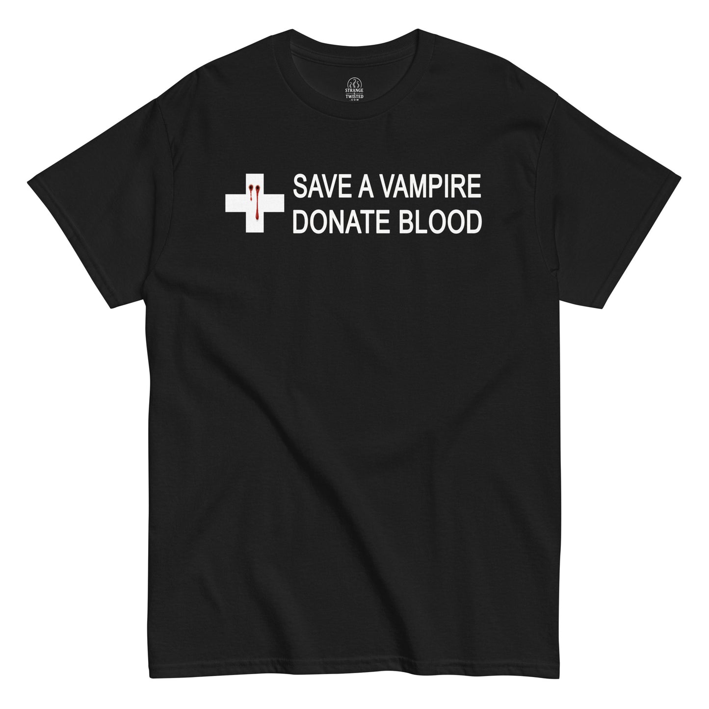 Save a Vampire Donate Blood funny horror vampire T-shirt – Strange And Twisted