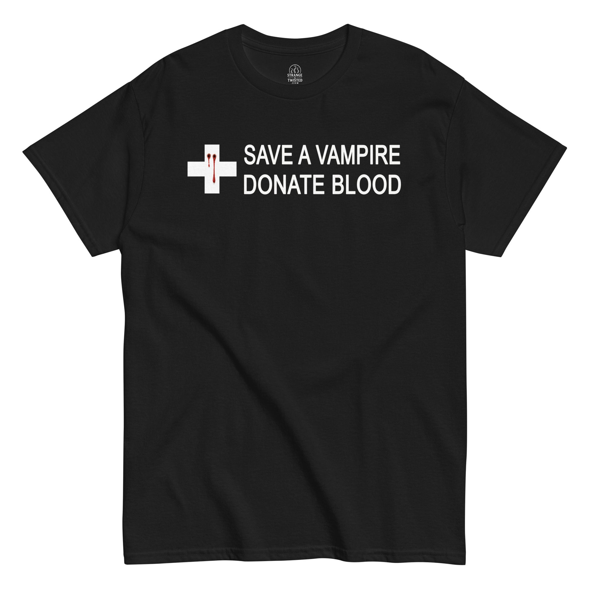 Save a Vampire Donate Blood funny horror vampire T-shirt – Strange And Twisted