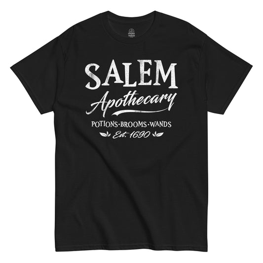 Front black Salem Apothecary WitchcraftT-shirt – StrangeAndTwisted