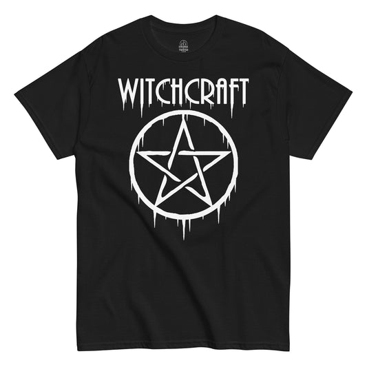 Front view black Witchcraft pentagram T-shirt gothic occult design
