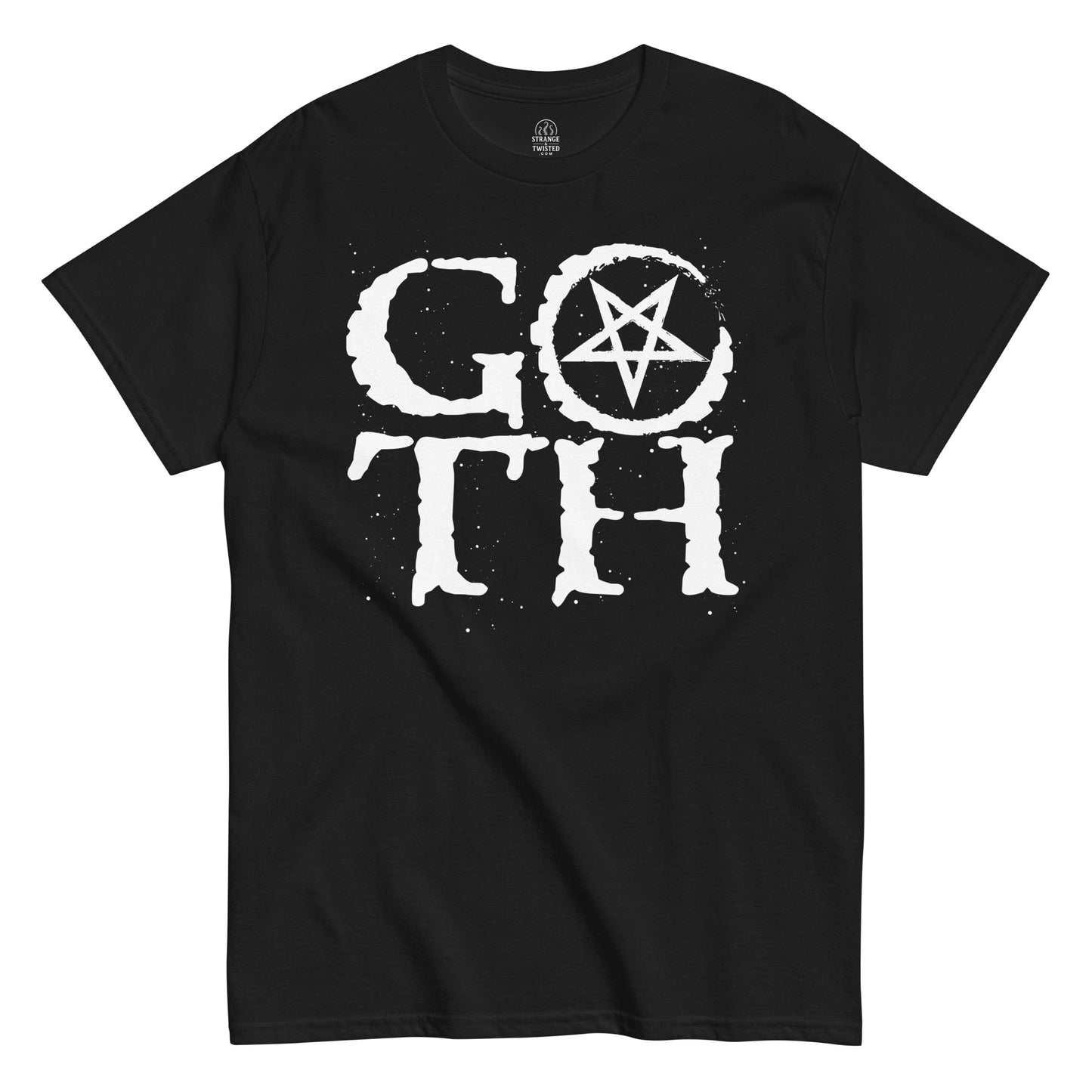 goth gothic occult t shirt pentacle symbol blackletter typography dark aesthetic clothing black garment