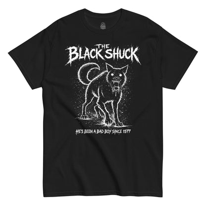 black shuck cryptid t shirt snarling black dog folklore beast design dark horror aesthetic clothing