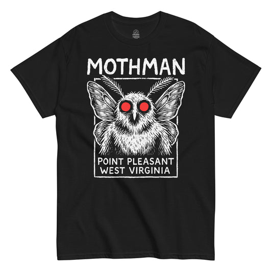 Black Mothman T-Shirt Point Pleasant design for cryptid fans, Black, Unisex