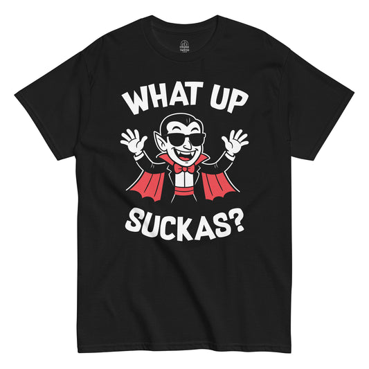 Funny Vampire t-shirt for horror fans, black, unisex, front view