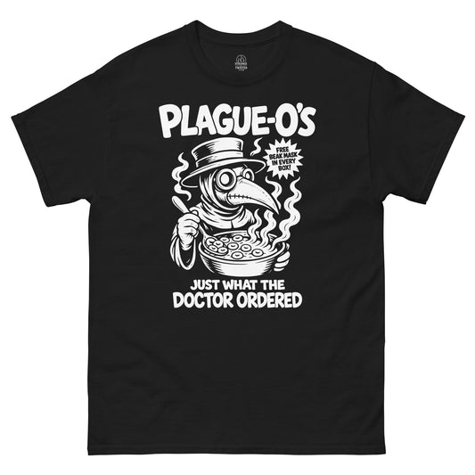 Funny Plague Doctor Cereal parody T-Shirt in black