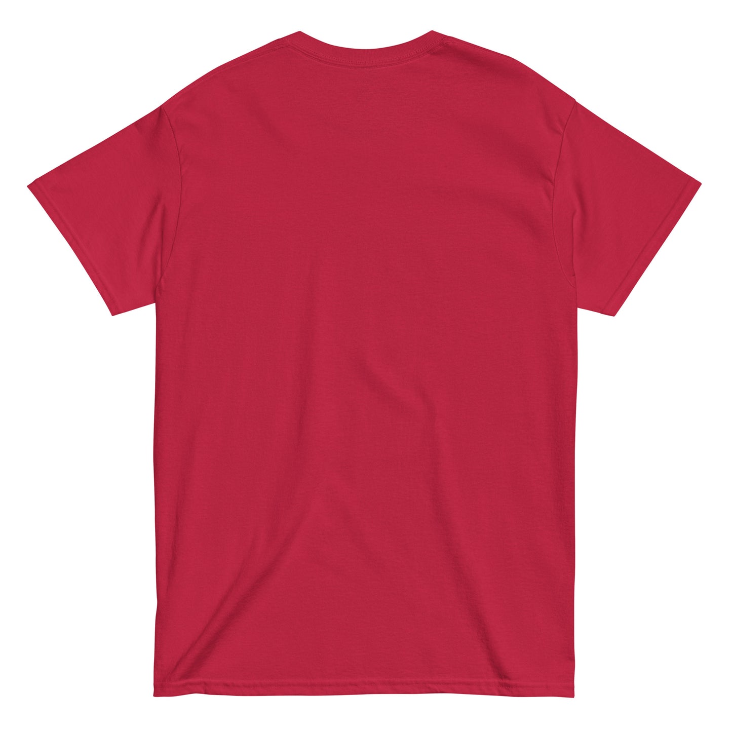 Back view of plain red unisex T-shirt with no print