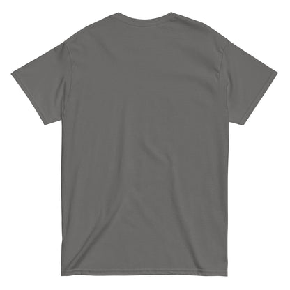 Back view of grey Sasquatch Ate My Homework Bigfoot T-shirt, funny folklore and paranormal humor gift design