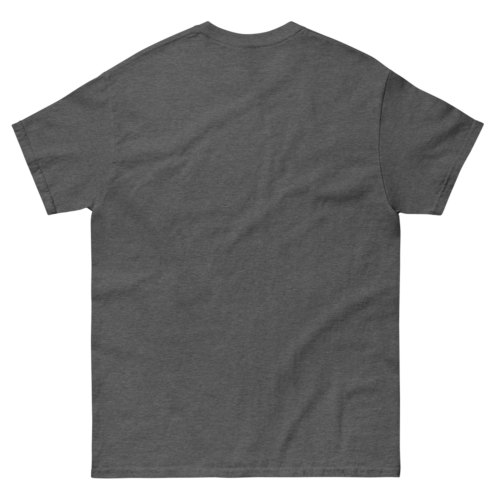Back view of unisex retro ouija parody T-shirt in grey, Strange and Twisted Apparel