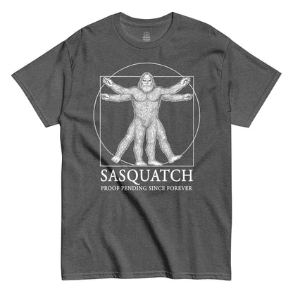Front view grey Sasquatch Vitruvian Man T-Shirt cryptid design Strange & Twisted