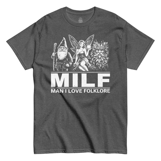 man i love folklore t shirt gnome fairy green man design mythology folklore artwork dark heather clothing