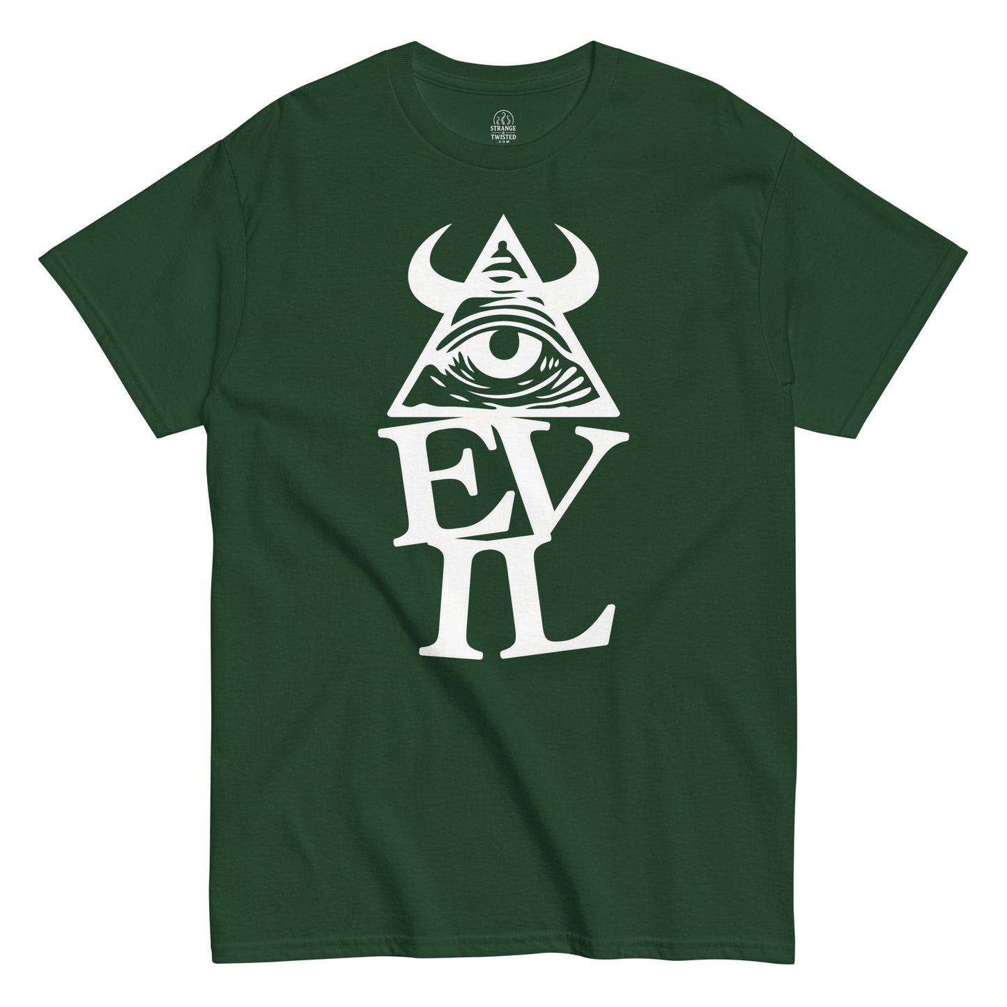 Green Illuminati evil eye T-shirt with pyramid occult gothic style artwork