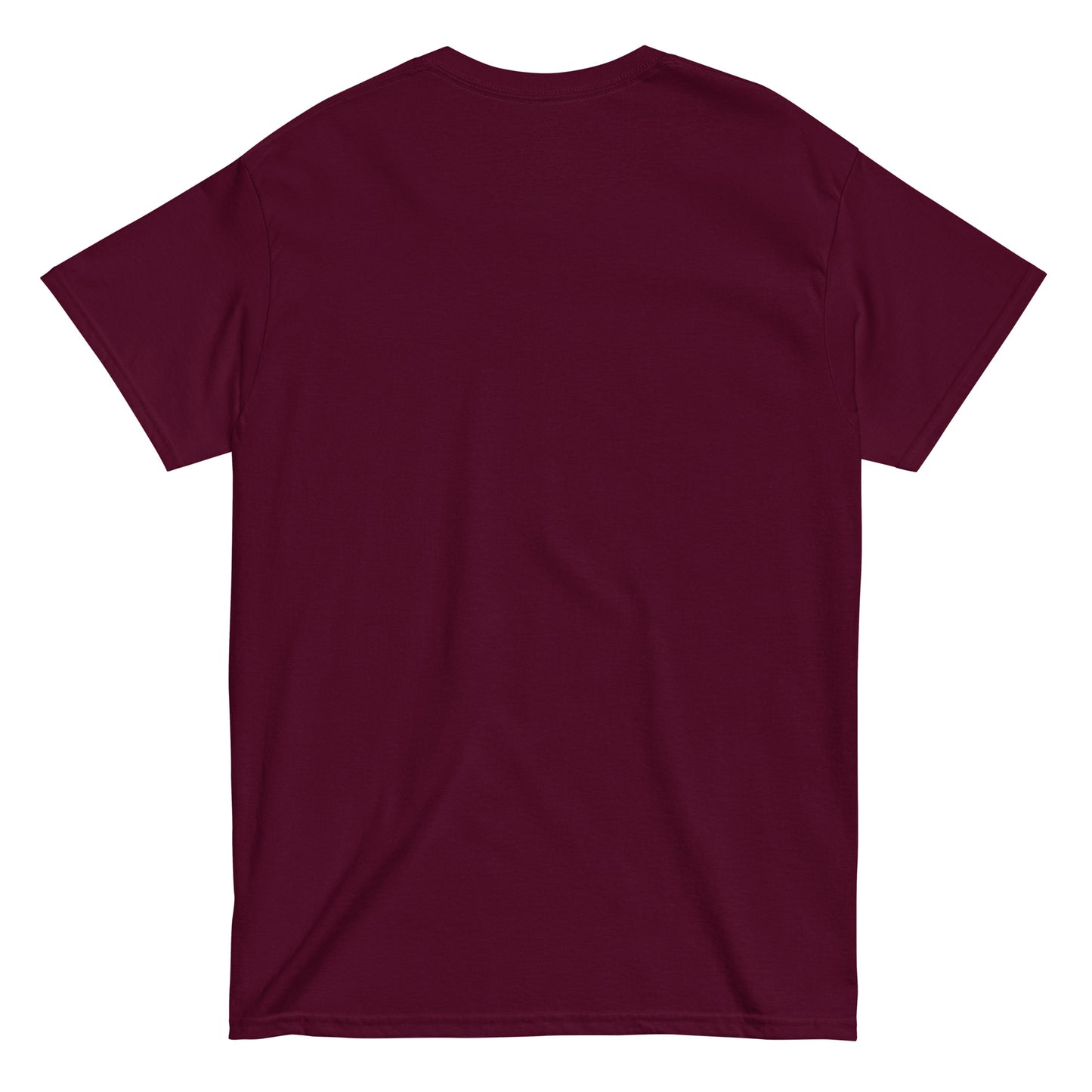 Back view of Support Your Local Serial Killer maroon red T-shirt with distressed vintage horror texture
