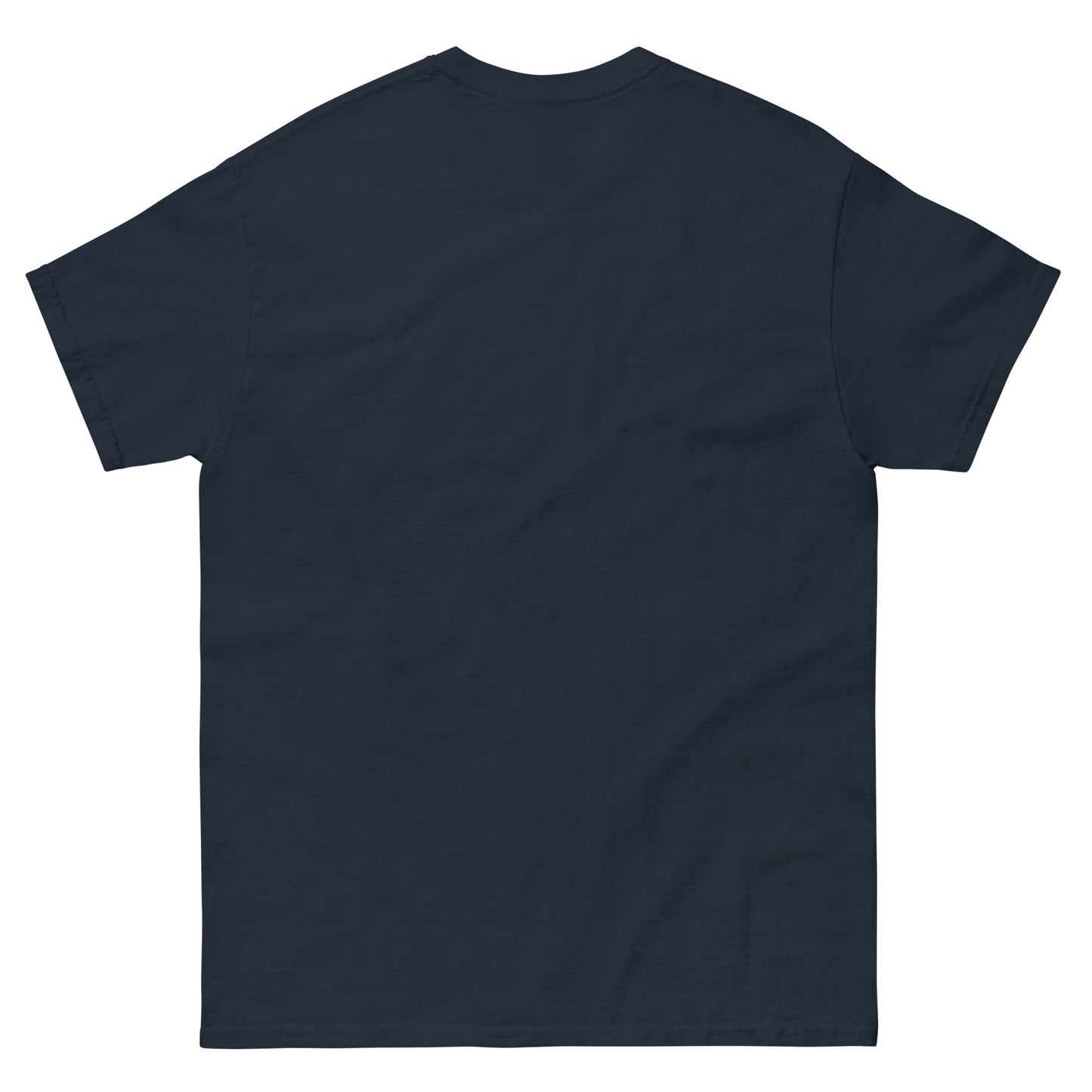 back view of navy blue sasquatch cryptozoology shirt