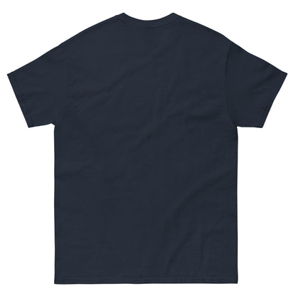 back view of navy blue sasquatch cryptozoology shirt