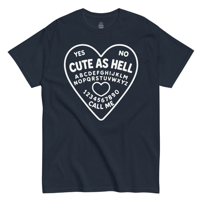 Cute As Hell Ouija Board witchy spooky humor design navy T-Shirt — StrangeAndTwisted