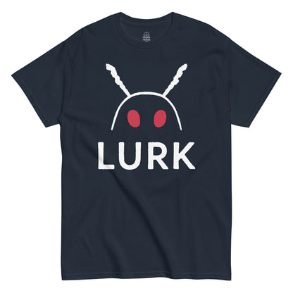 Navy LURK Mothman T-Shirt with red eyes cryptid design – StrangeAndTwisted