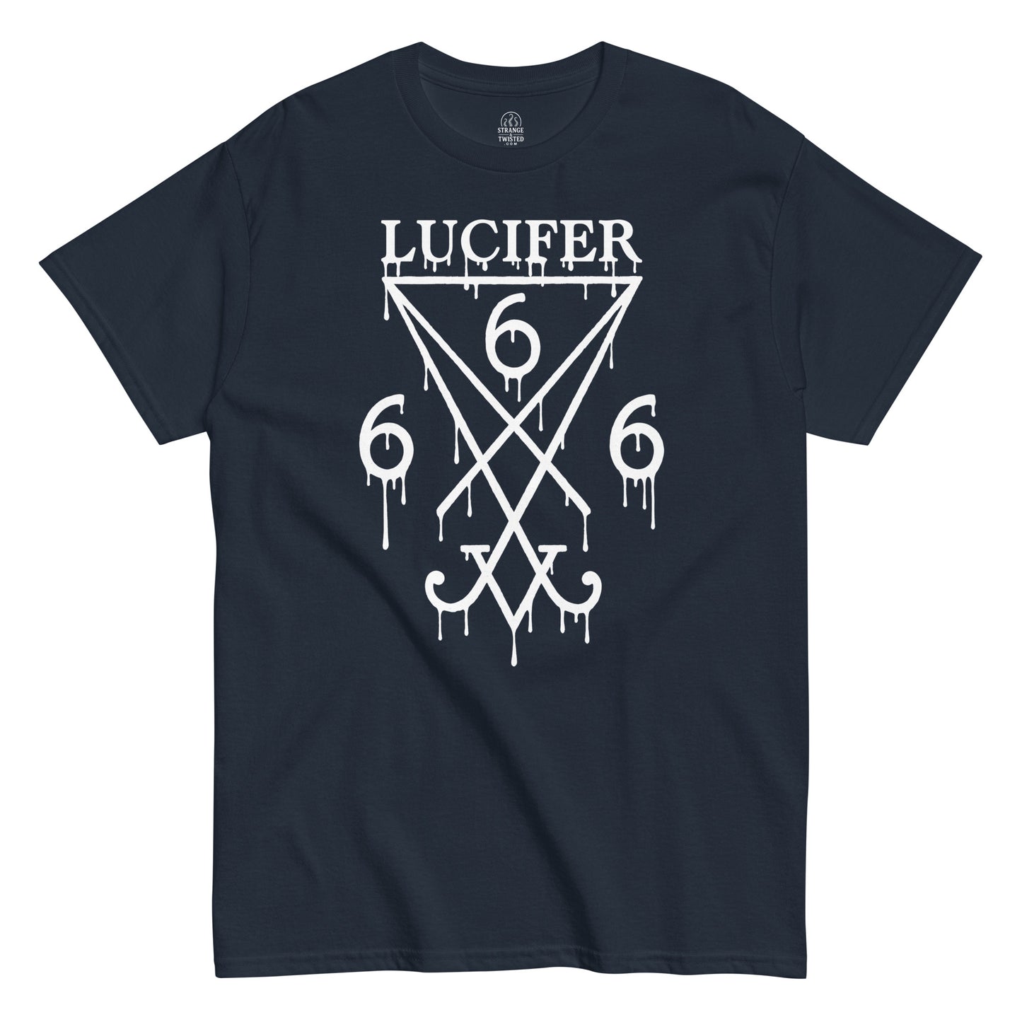 Navy Lucifer sigil gothic witchcraft shirt Strange & Twisted