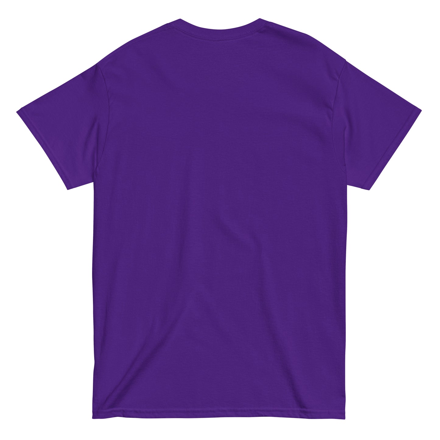 Plain purple T-shirt showing back view of funny witchcraft coffee design.