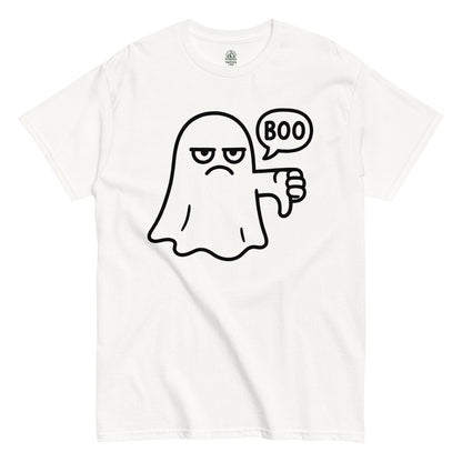 Ghost Boo funny Halloween costume T-shirt with cartoon ghost design on white