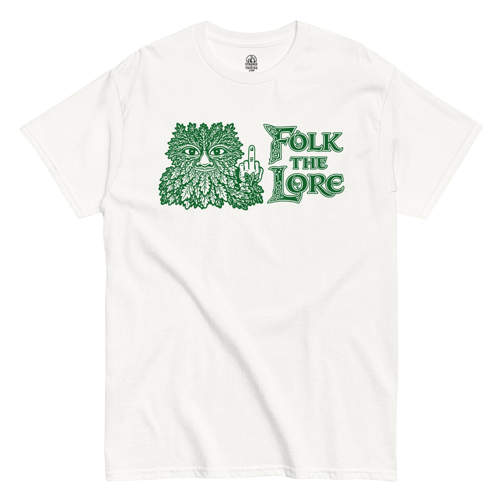 folk the lore green man t shirt folklore pagan nature spirit design detailed woodland face white clothing