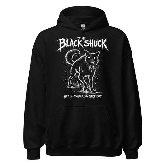 black shuck hoodie cryptid black dog folklore beast artwork gothic horror style clothing