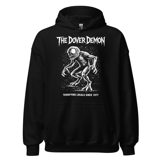 dover demon hoodie cryptid monster horror urban legend creature design dark folklore clothing