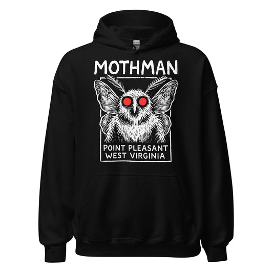 mothman point pleasant hoodie west virginia cryptid folklore graphic black clothing